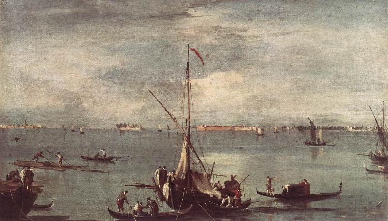 GUARDI, Francesco The Lagoon with Boats, Gondolas, and Rafts kug oil painting picture